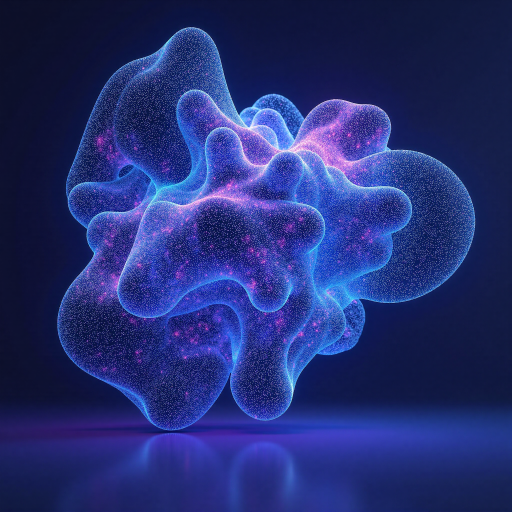 Premium domain logo with AI technology concept, blue and purple gradient colors, modern digital design